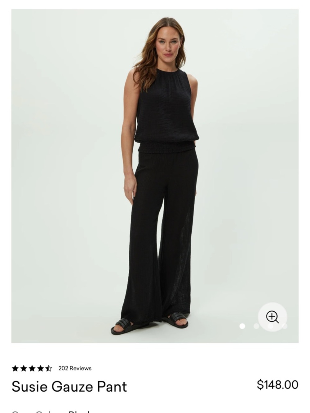 Michael Stars Black Susie Wide-Leg Gauze Pants- M